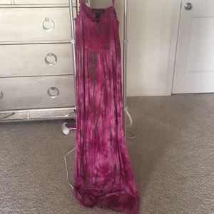 Magenta & Bronze Tie Die MaxiDress